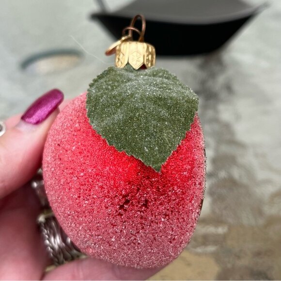 Vintage Dept. 56 Blown Glass "Sugared" Half Apple Ornaments Set of 2 - Picture 12 of 13